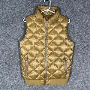 Patagonia Prow Bomber Vest Womens Medium Gold Quilted Puffer Full Zip Down